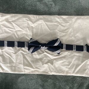 Ted Baker London Dark Blue and Gray Striped Bow Tie